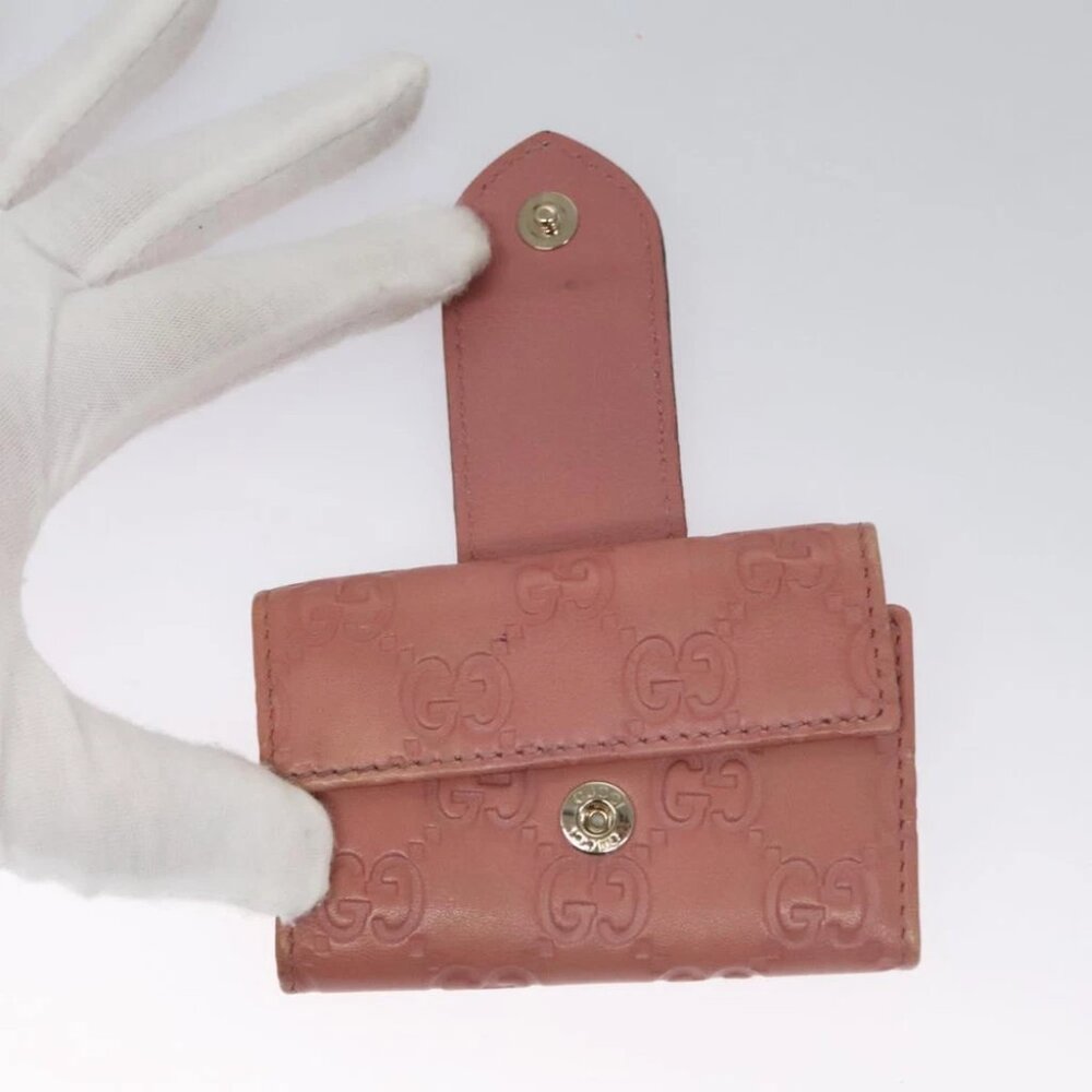 GUCCI GG Canvas Guccissima Key Case Leather Pink 203551 Auth am7751 - Picture 4 of 14